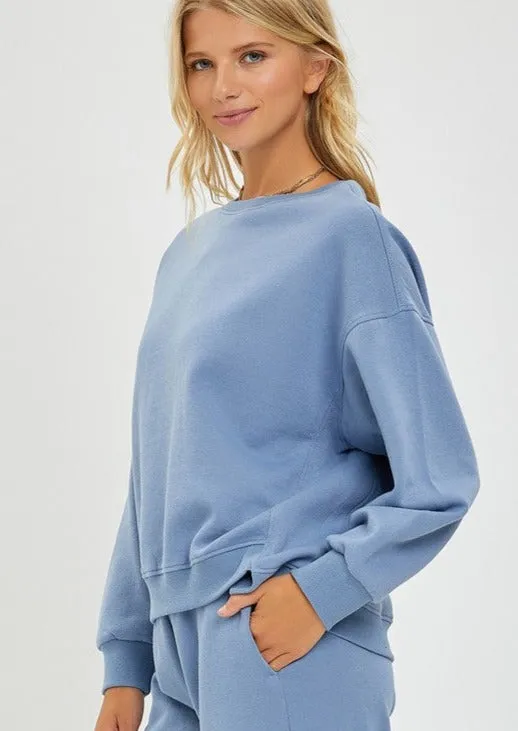 Blue Risen Step Hem Sweatshirt