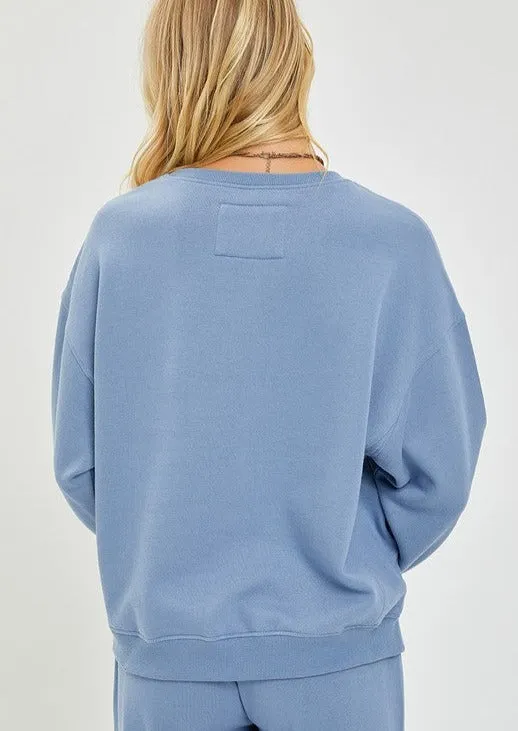 Blue Risen Step Hem Sweatshirt