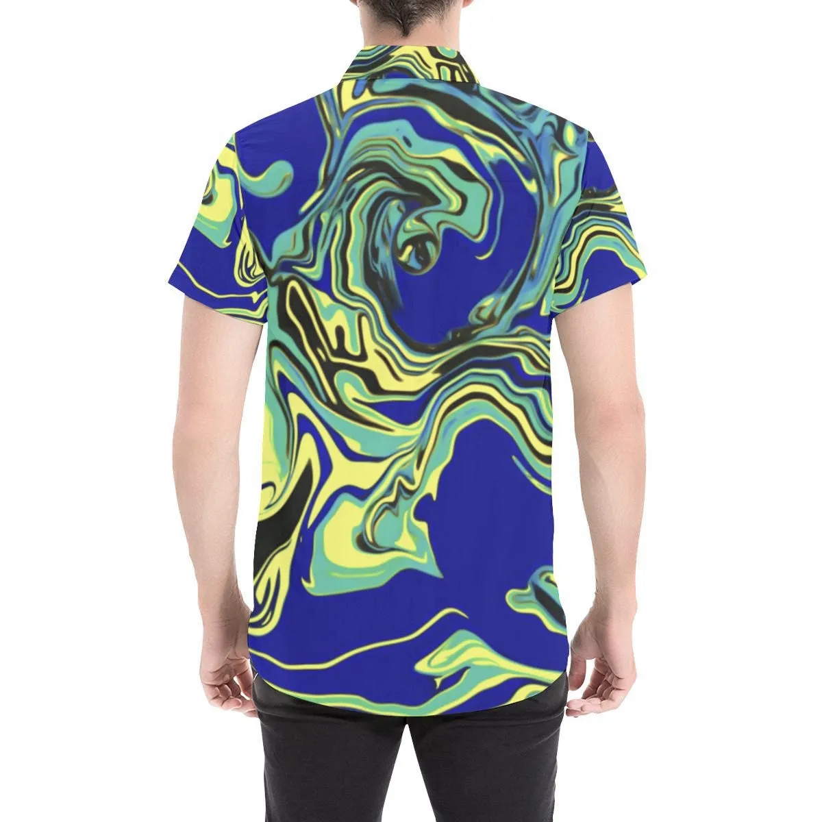 Blue Tang Psychedelic Short Sleeve Button Up Shirt