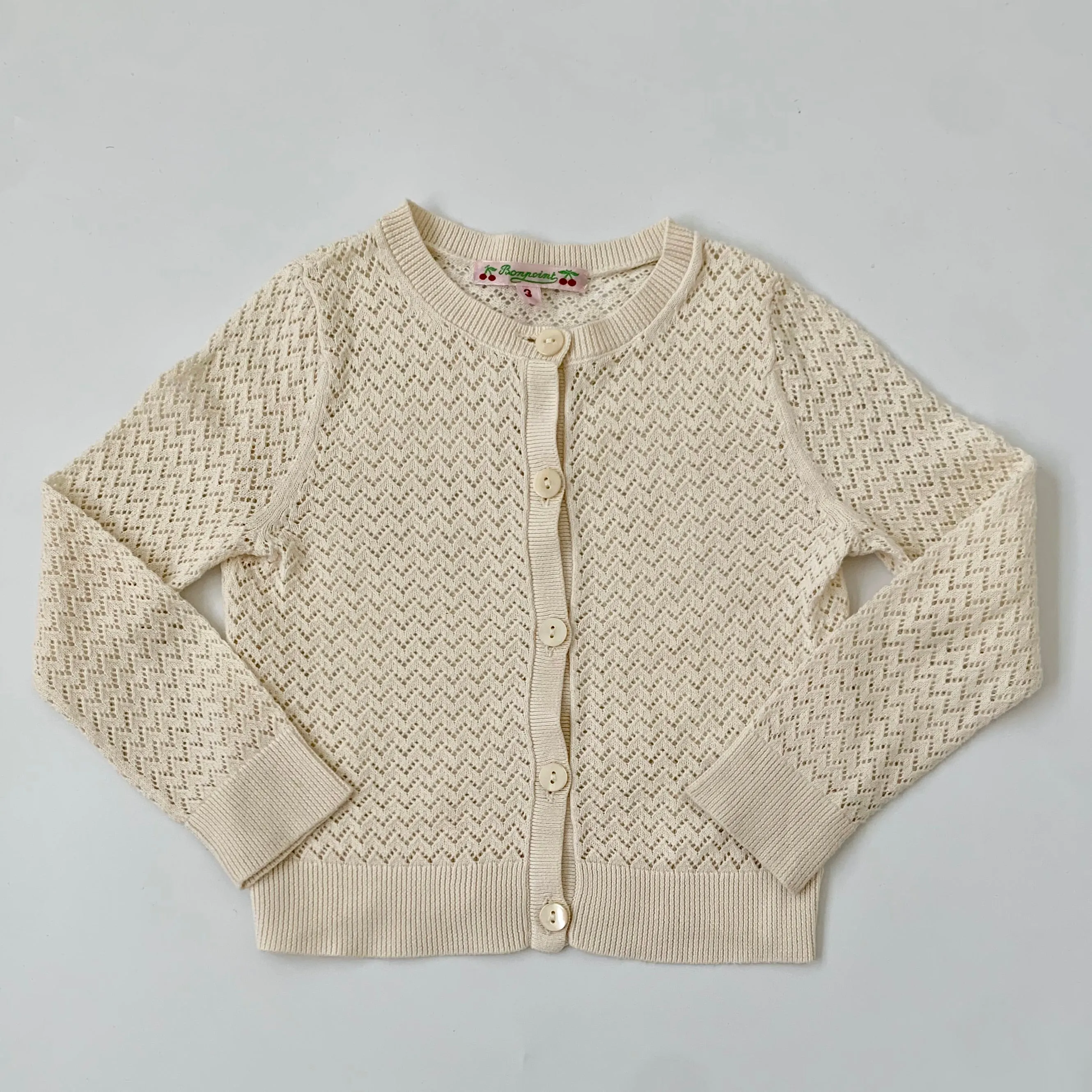 Bonpoint Cream Crochet Cardigan: 3 Years