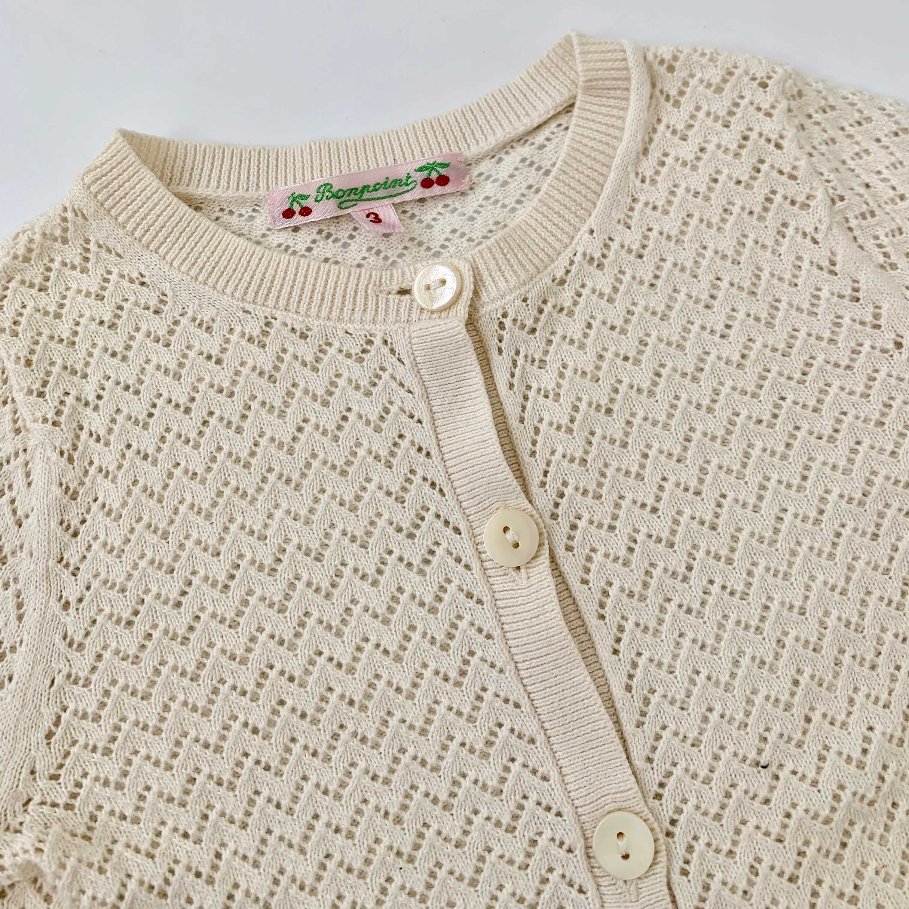 Bonpoint Cream Crochet Cardigan: 3 Years