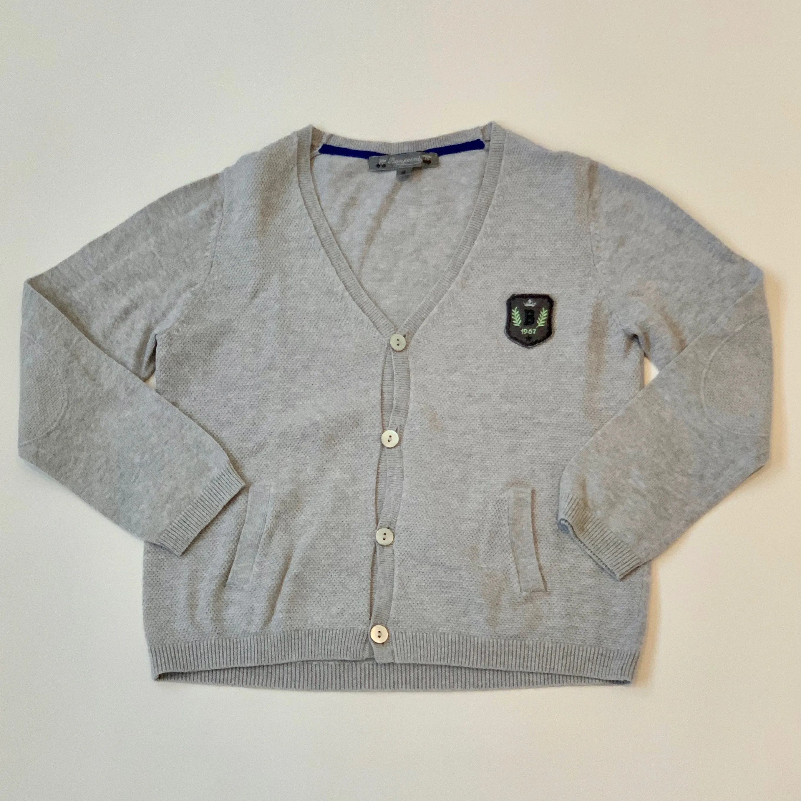 Bonpoint Grey Cotton Cardigan: 6 Years