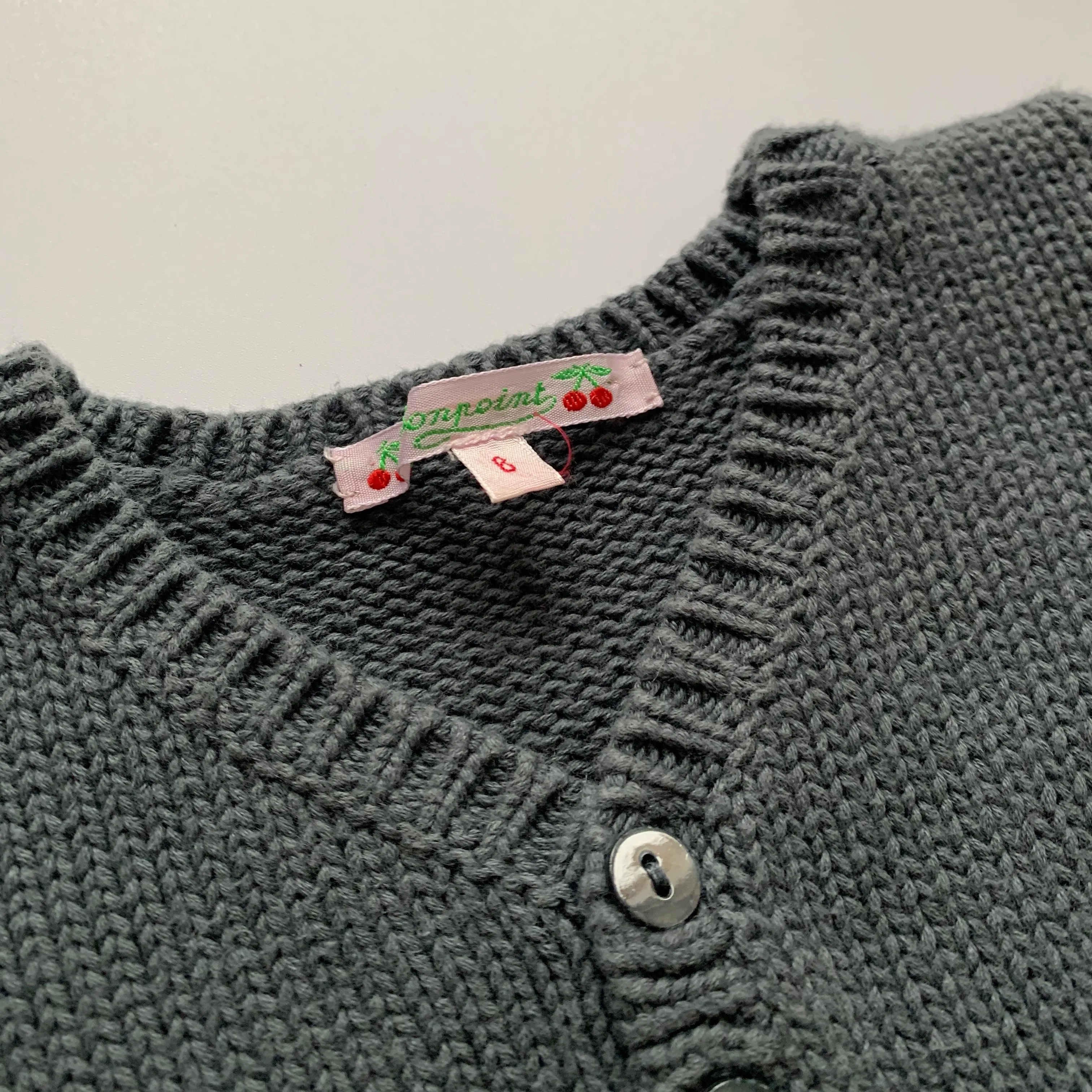 Bonpoint Petrol Cotton Cardigan: 6 Months