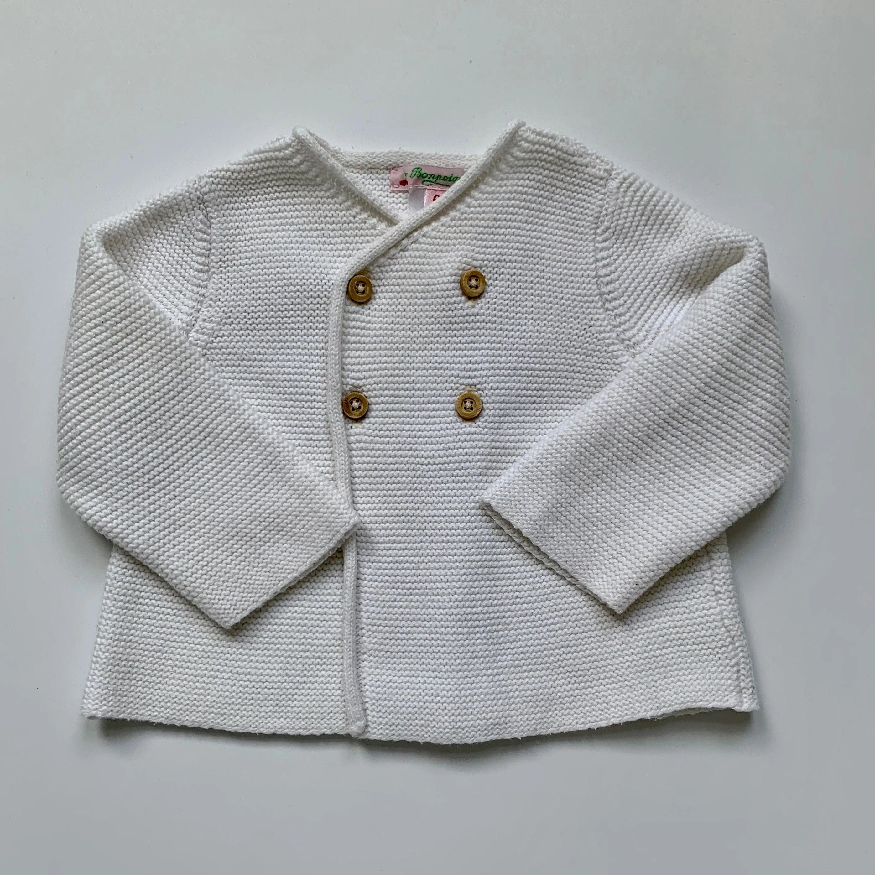 Bonpoint White Cotton Cardigan: 6 Months