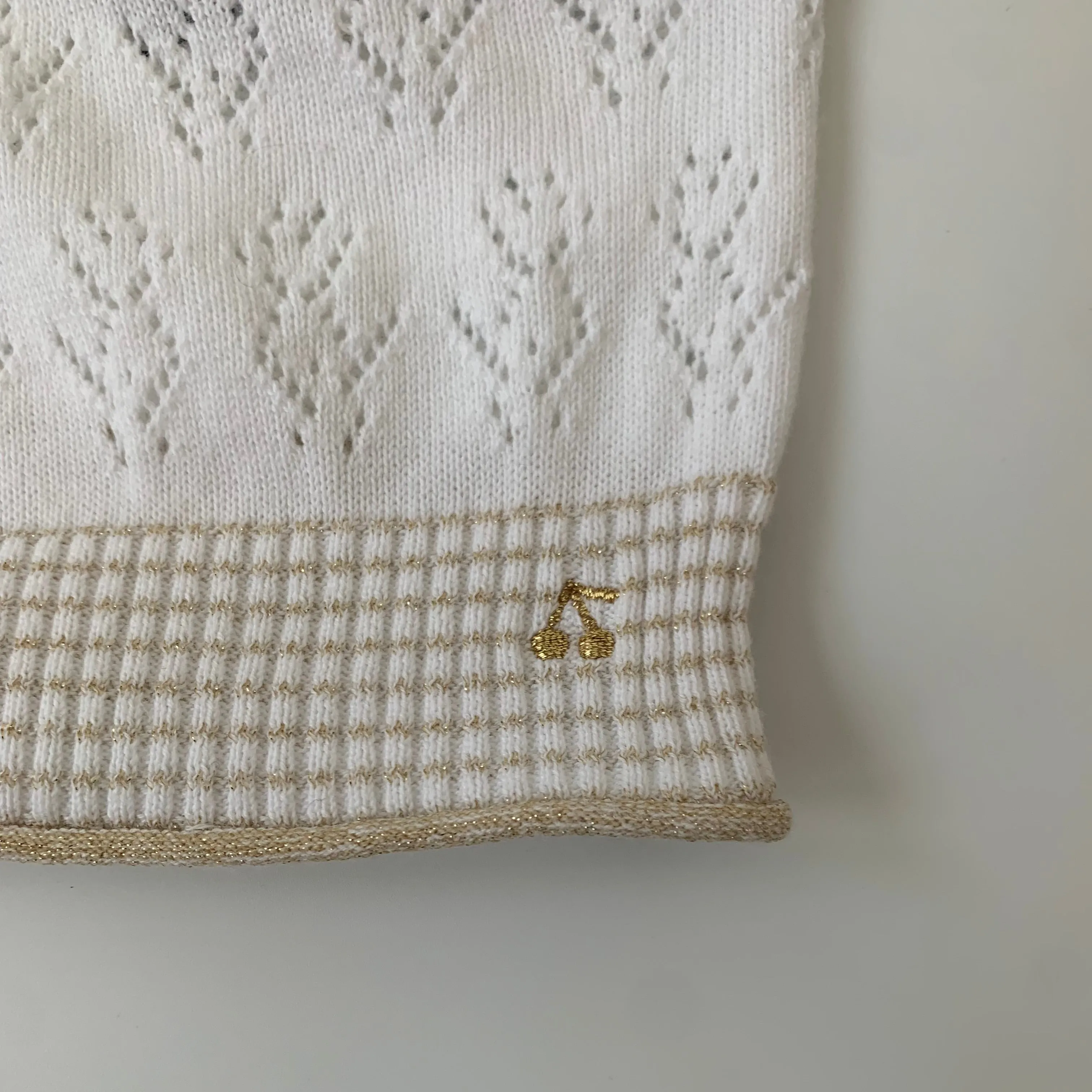 Bonpoint White Crochet Cardigan: 4 Years