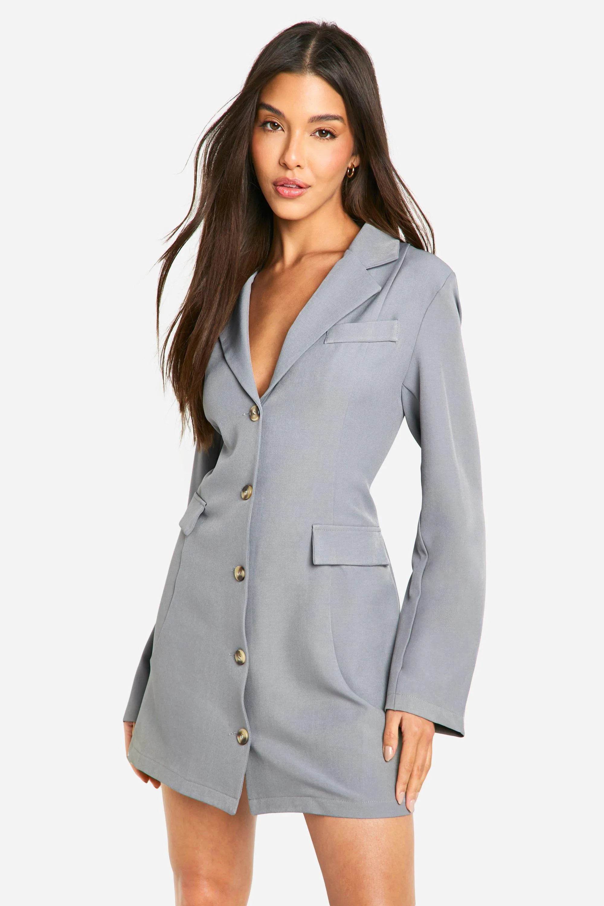 Boxy Button Down Blazer Dress