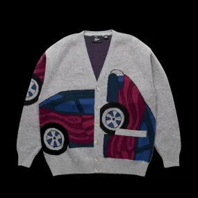 By Parra No Parking Knitted Cardigan (Grey Melange)