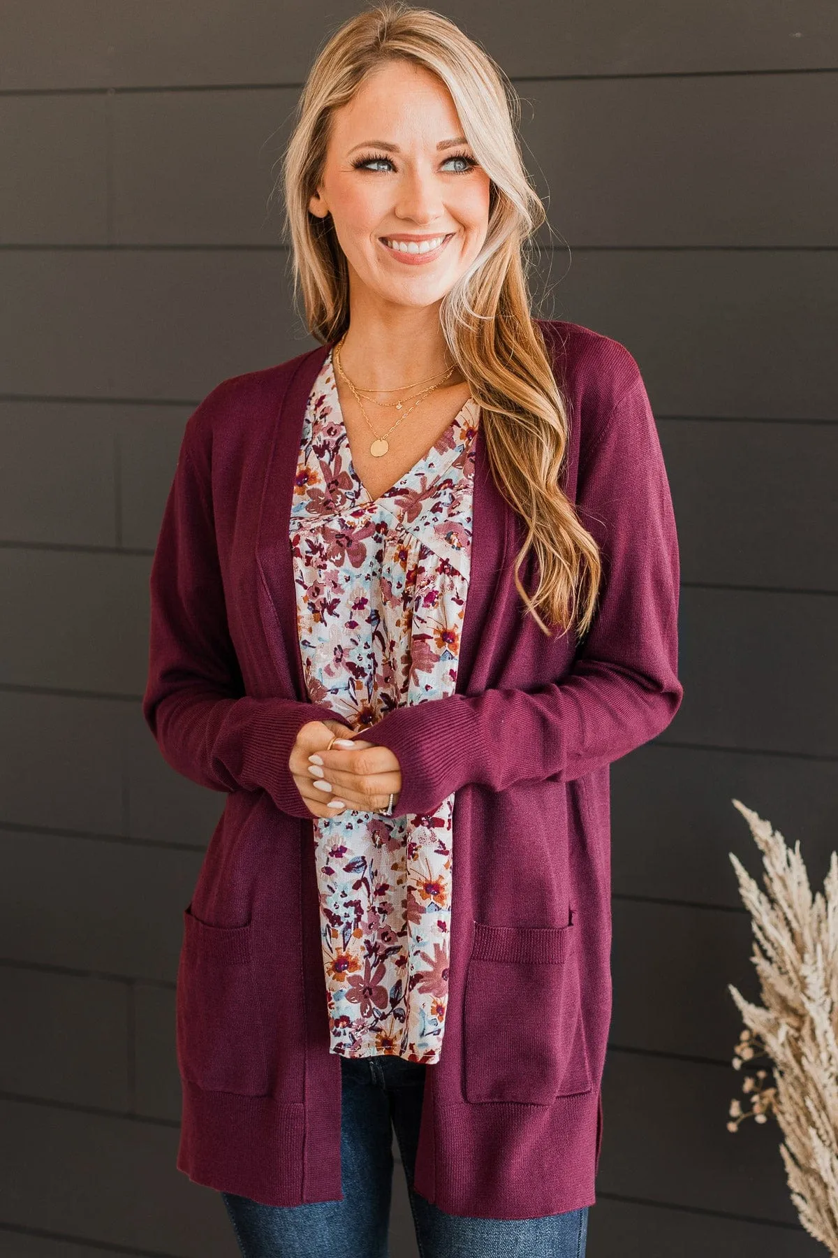 Can't Resist This Knit Cardigan- Wine