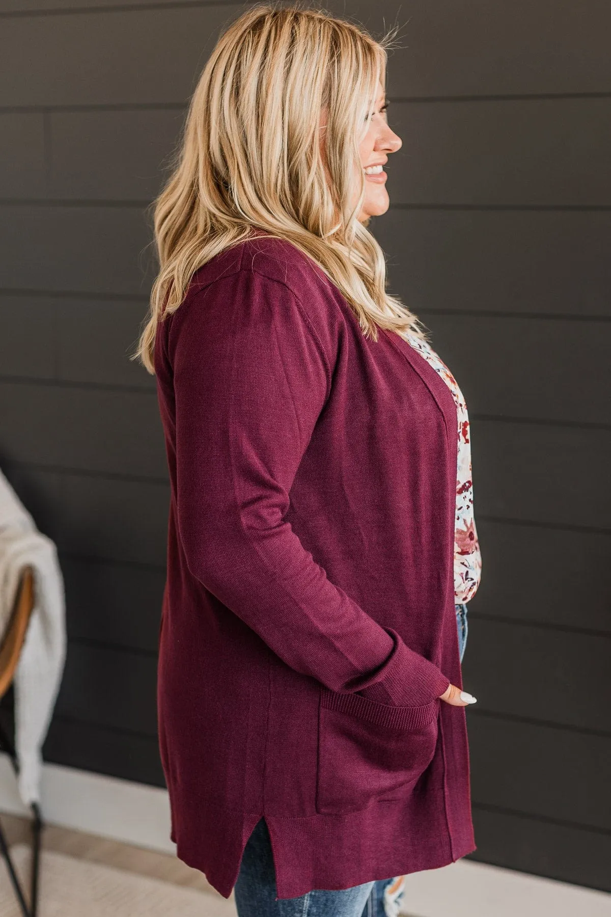 Can't Resist This Knit Cardigan- Wine