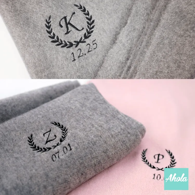 【Capitalize】Embroidery name/phrase Cashmere silk scarf 繡英文字母/ 日期蚕絲羊絨圍巾