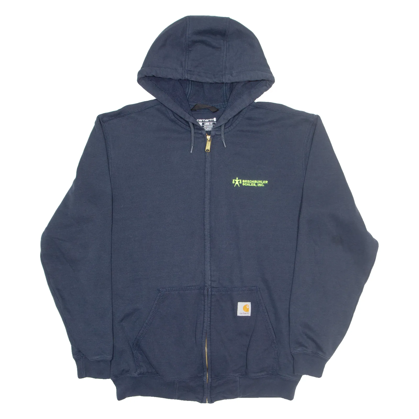 CARHARTT Loose Fit Mens Blue Hoodie Full Zip M