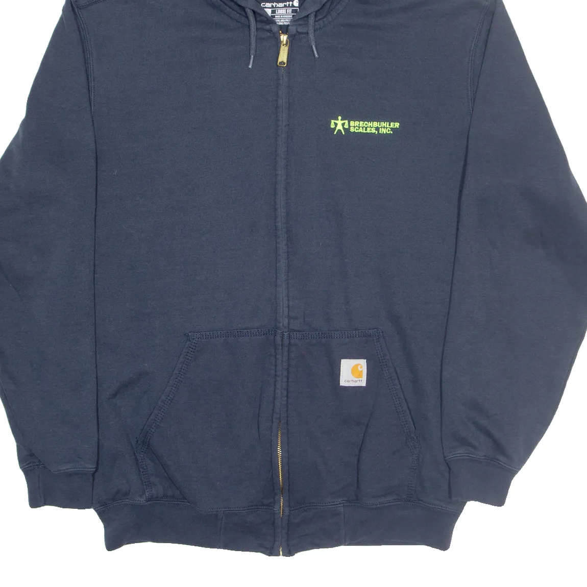 CARHARTT Loose Fit Mens Blue Hoodie Full Zip M