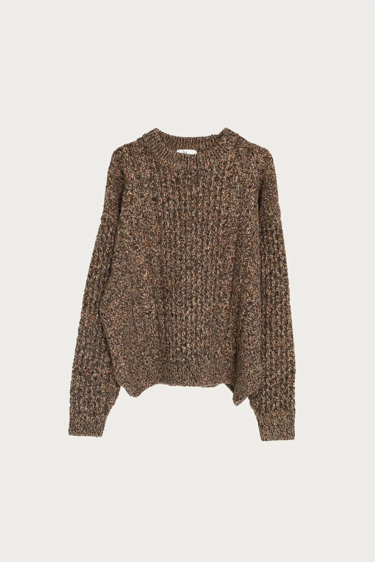 Cashmere Nep Cable Sweater - Beige Brown