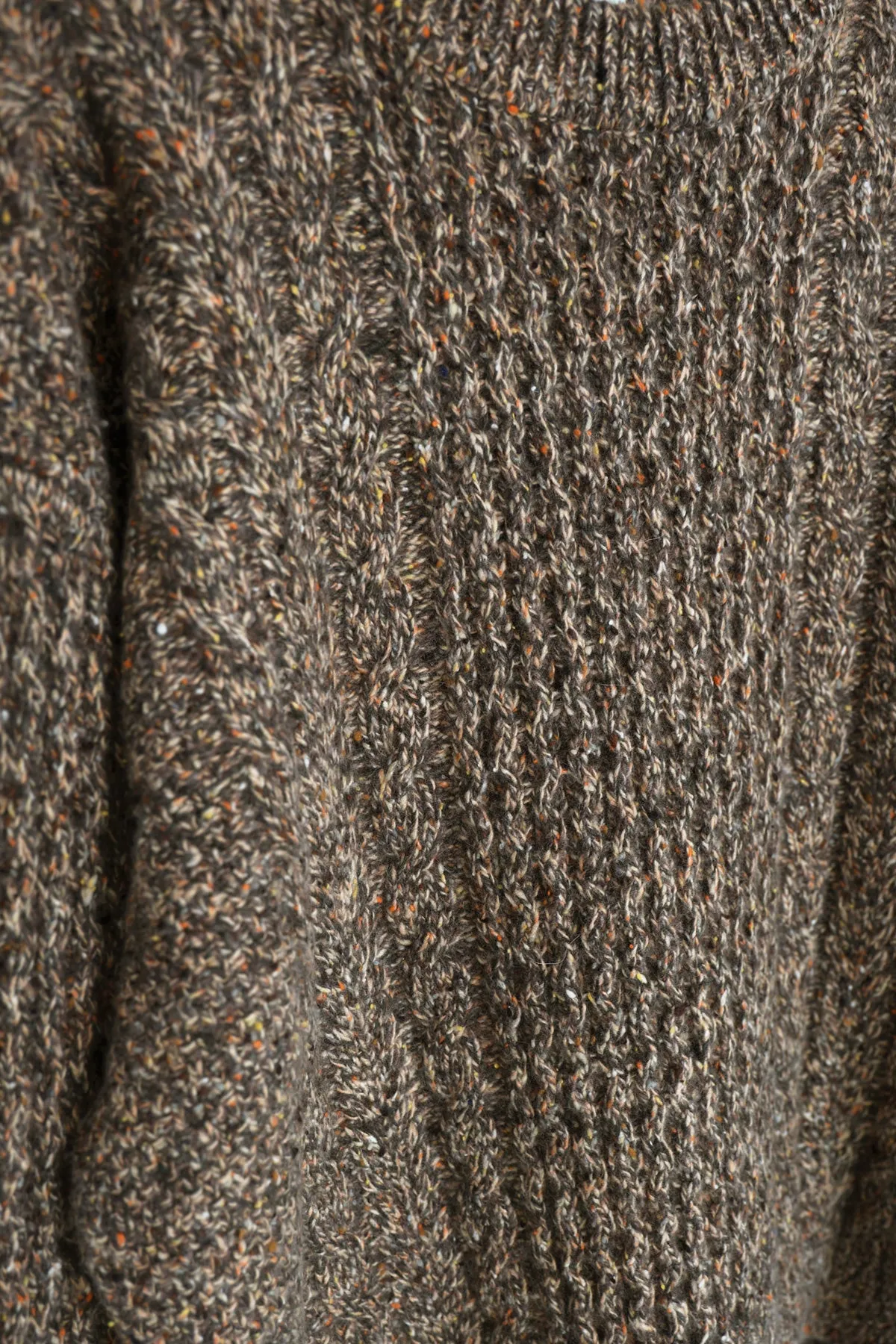 Cashmere Nep Cable Sweater - Beige Brown