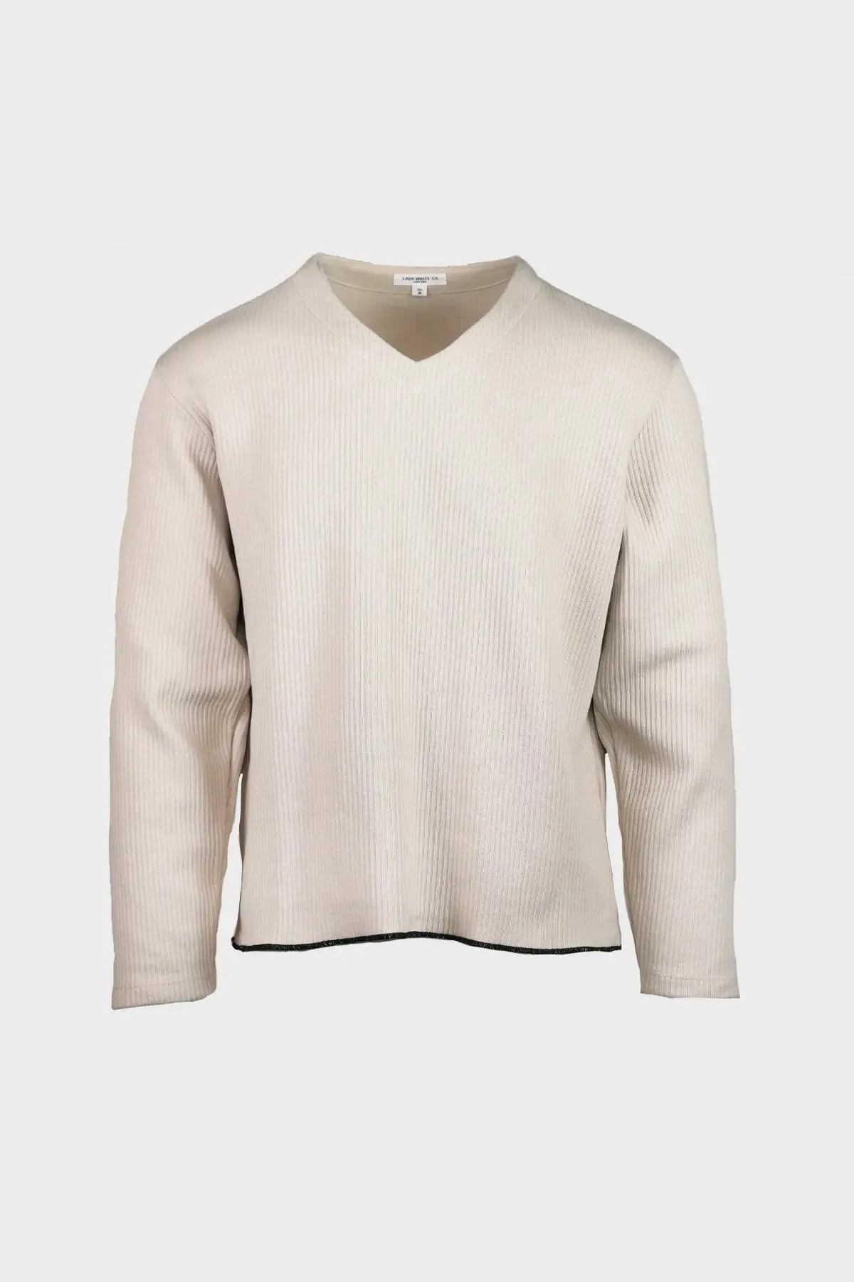 Cropped V Neck Sweater - Stone