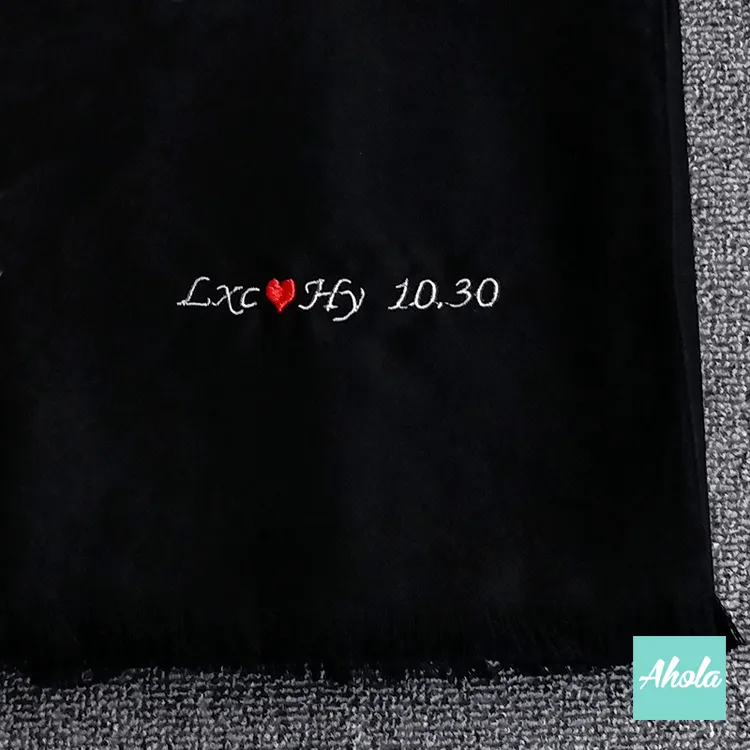 【CS001】Embroidery name/phrase Cashmere silk scarf 繡英文名/短語蚕絲羊絨圍巾