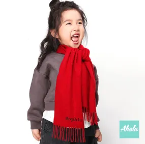 【CS003】Kid's Embroidery name/phrase soft wool scarf 繡英文名羊絨兒童圍巾