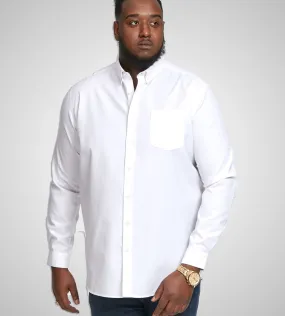 D555 Big Mens White Oxford Shirt With Long Sleeves (RICHARD WHITE)