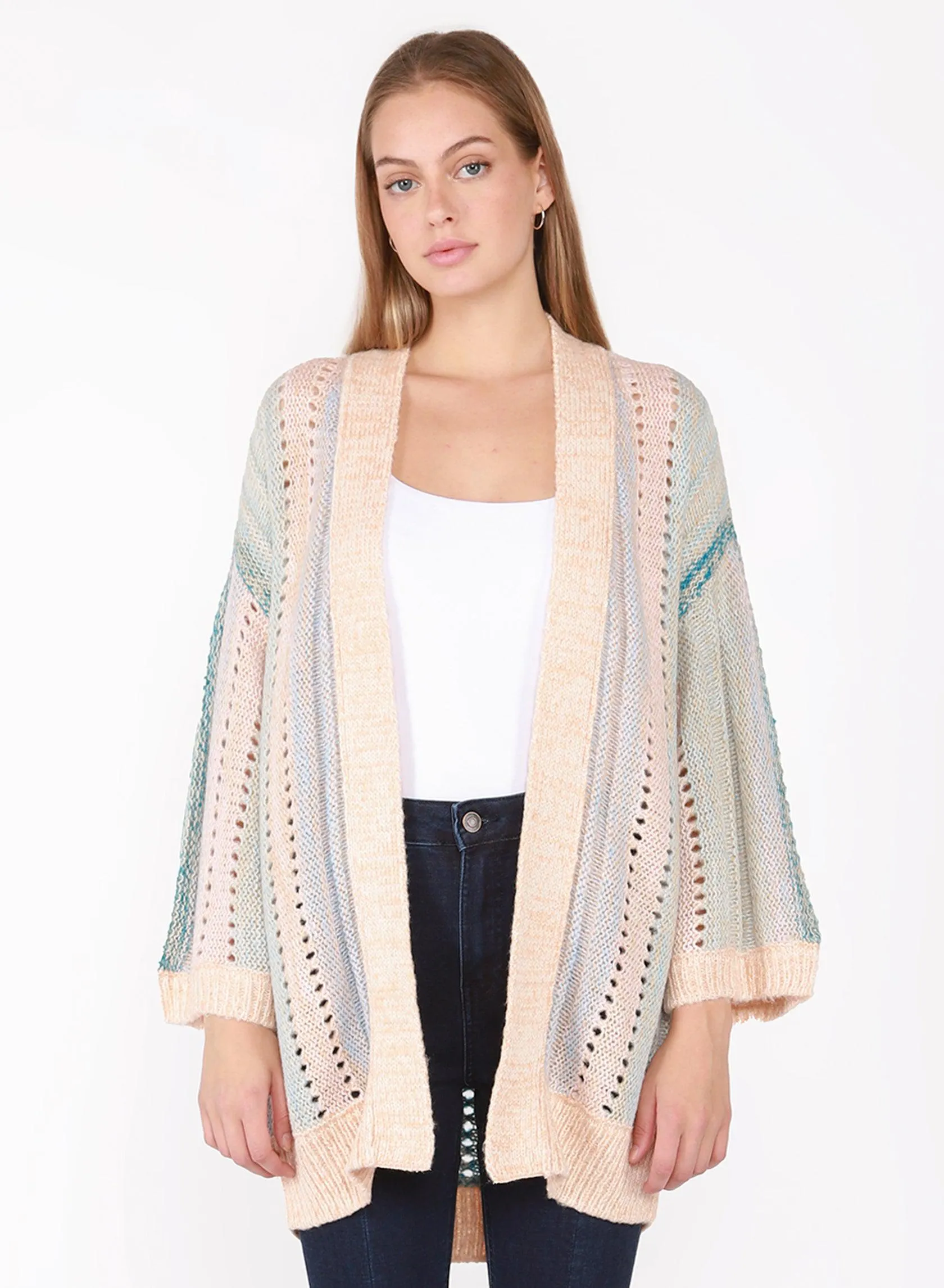 Dex Kimono Sleeve Open Stitch Cardigan