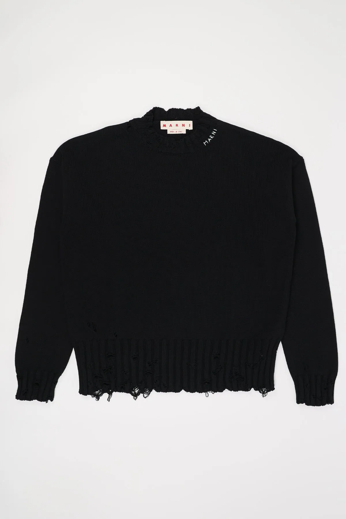 Dishevelled Cotton Sweater - Black