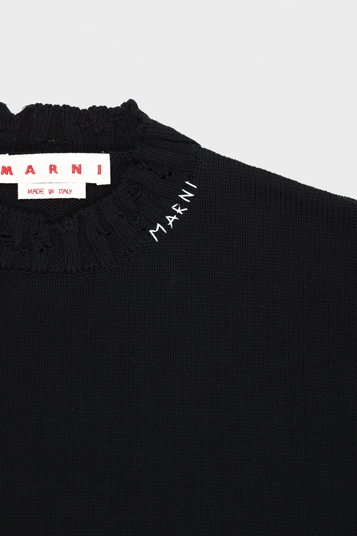 Dishevelled Cotton Sweater - Black