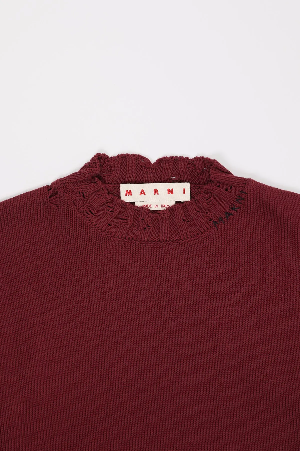 Dishevelled Cotton Sweater - Ruby