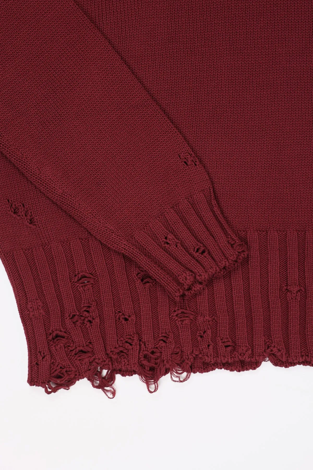 Dishevelled Cotton Sweater - Ruby