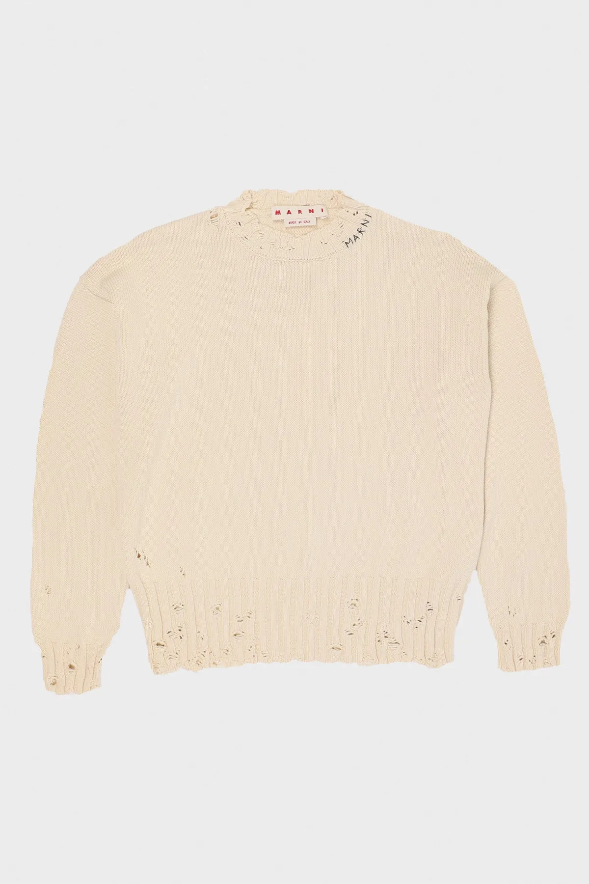 Dishevelled Cotton Sweater - Stone White