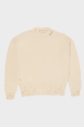 Dishevelled Cotton Sweater - Stone White