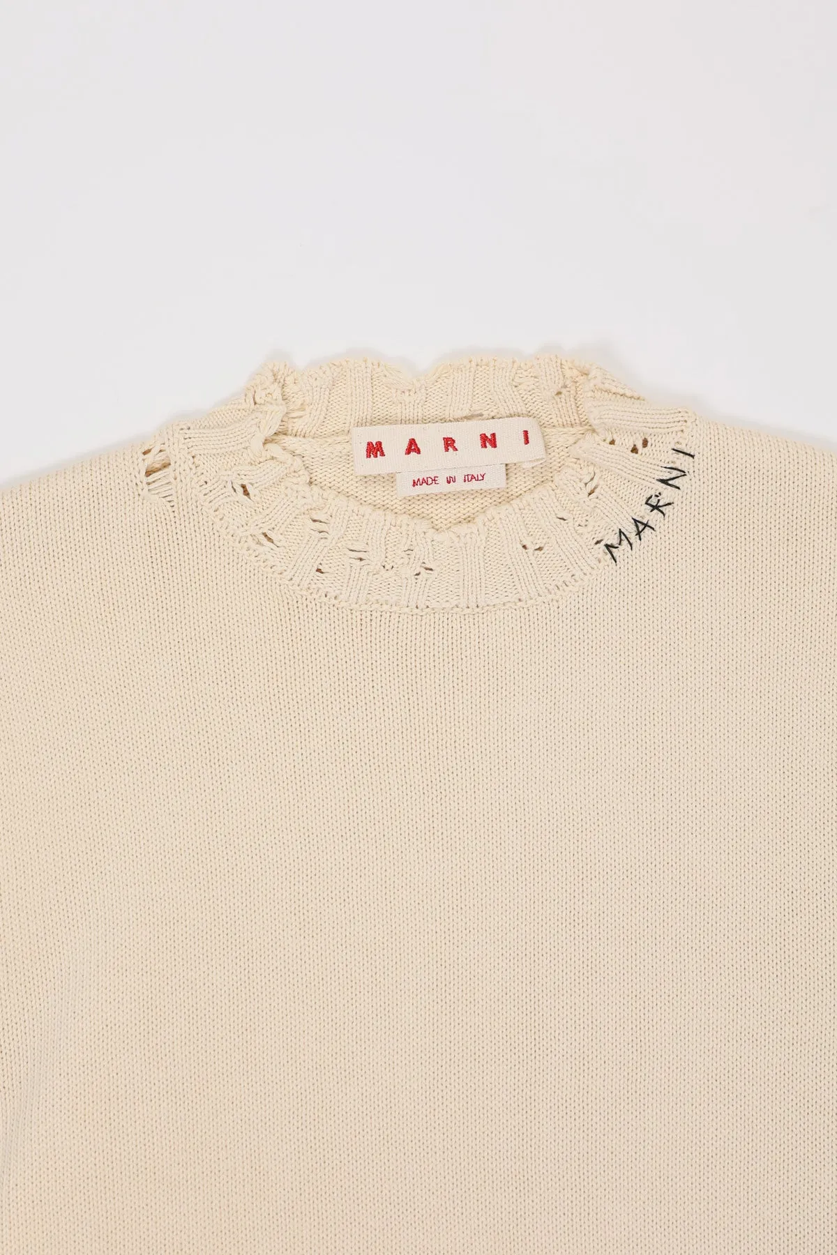 Dishevelled Cotton Sweater - Stone White