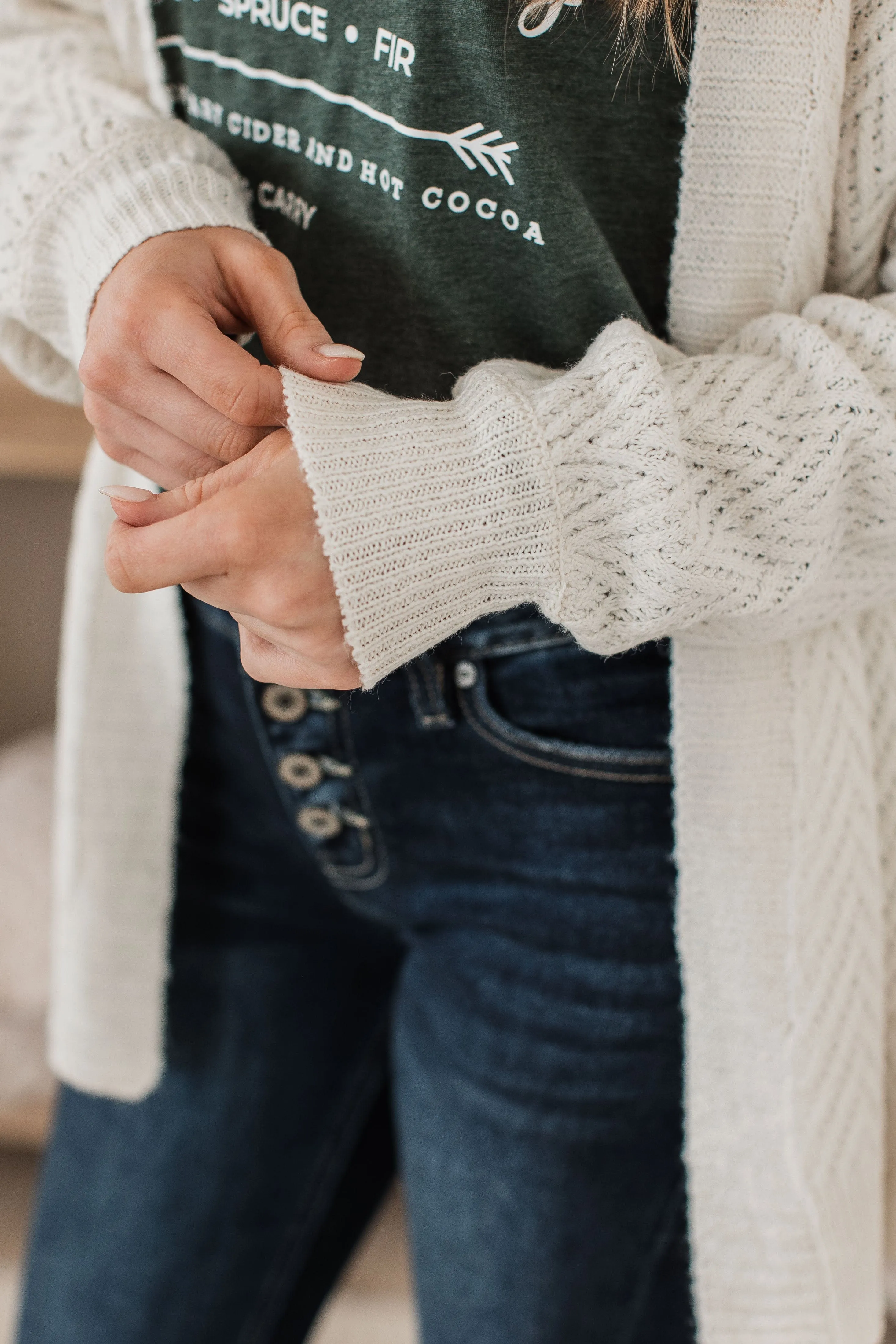 Dream Romance Open Front Cardigan- Cream