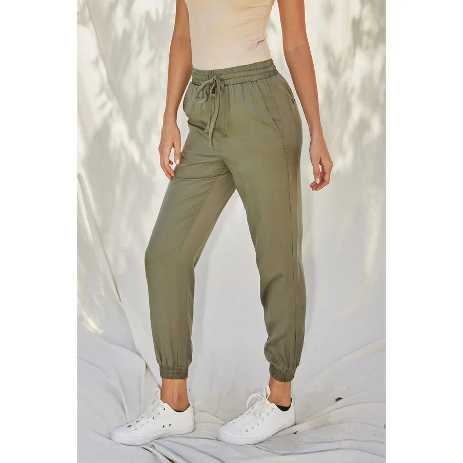 Easy Drawstring Joggers Olive