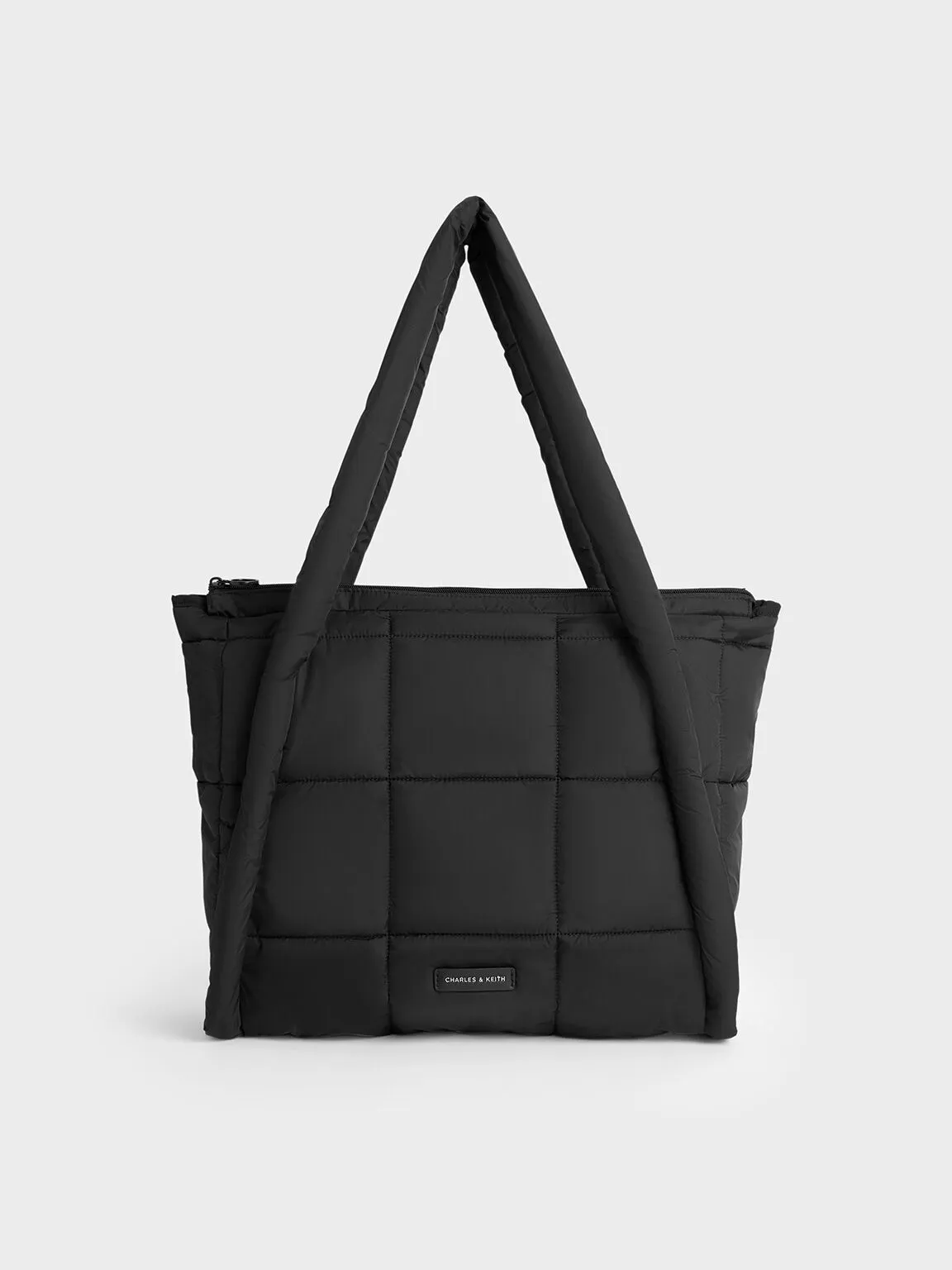 Errya Nylon Quilted Puffy Tote Bag - Jet Black