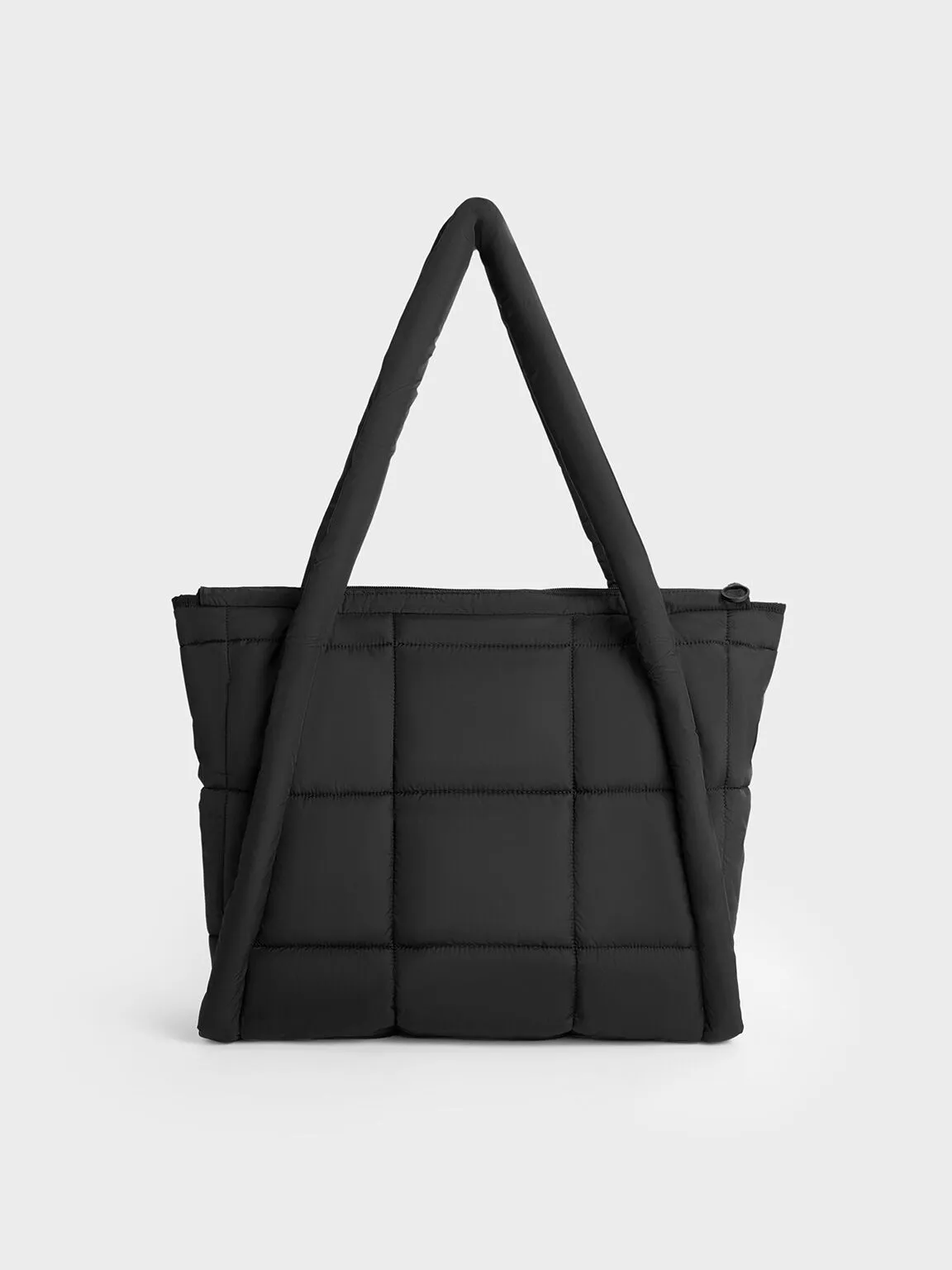 Errya Nylon Quilted Puffy Tote Bag - Jet Black