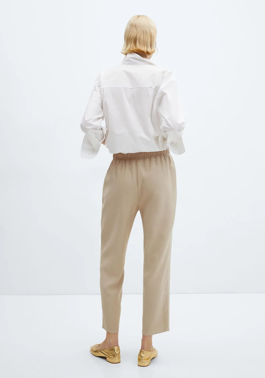 Flowy straight-fit trousers with bow