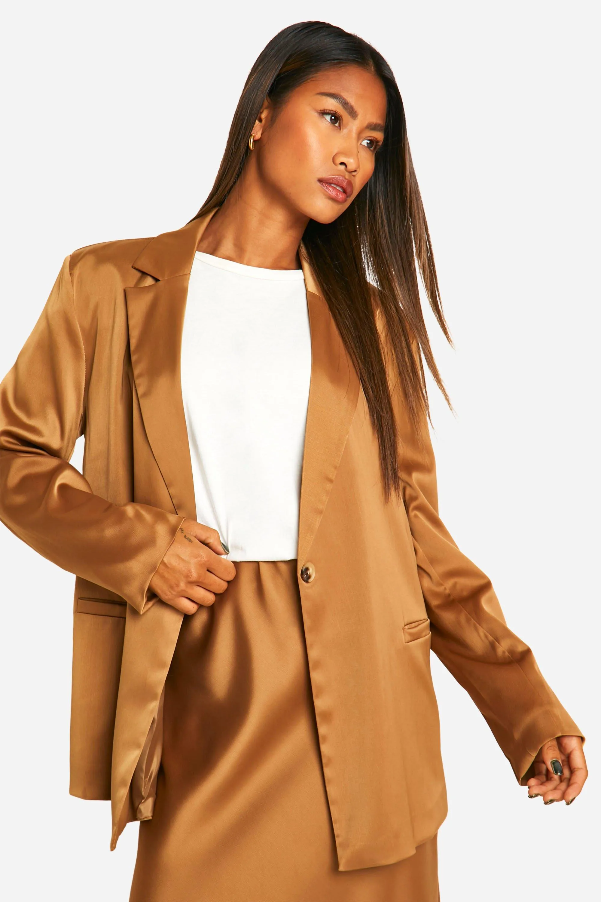 Fluid Premium Satin Oversized Blazer