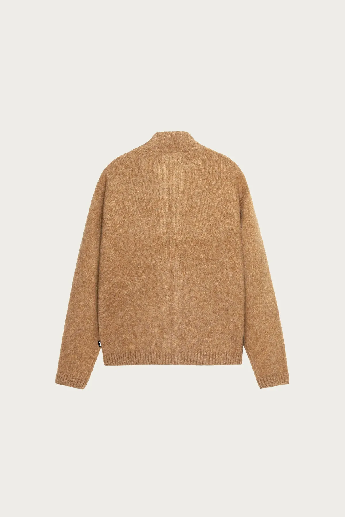 Full Zip Brushed Merino Sweater - Camel