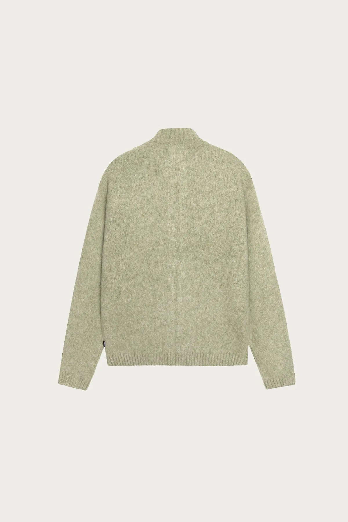 Full Zip Brushed Merino Sweater - Sage