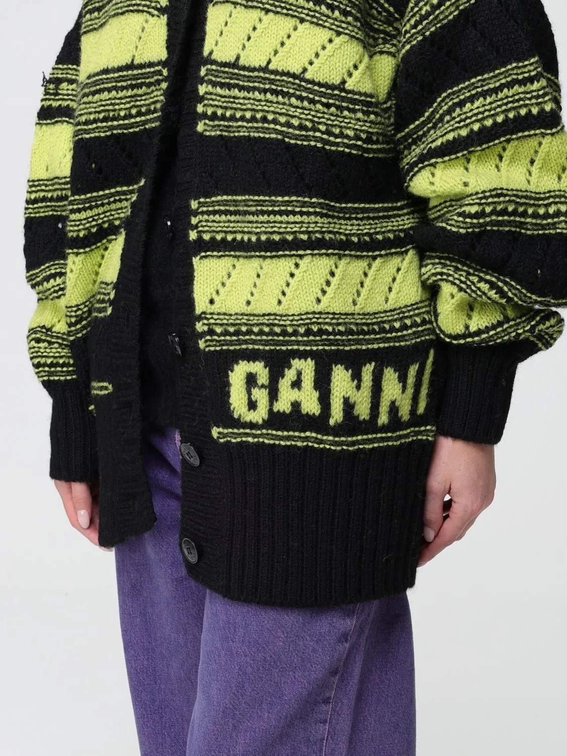 Ganni  |Casual Style Wool Long Sleeves Logo Cardigans