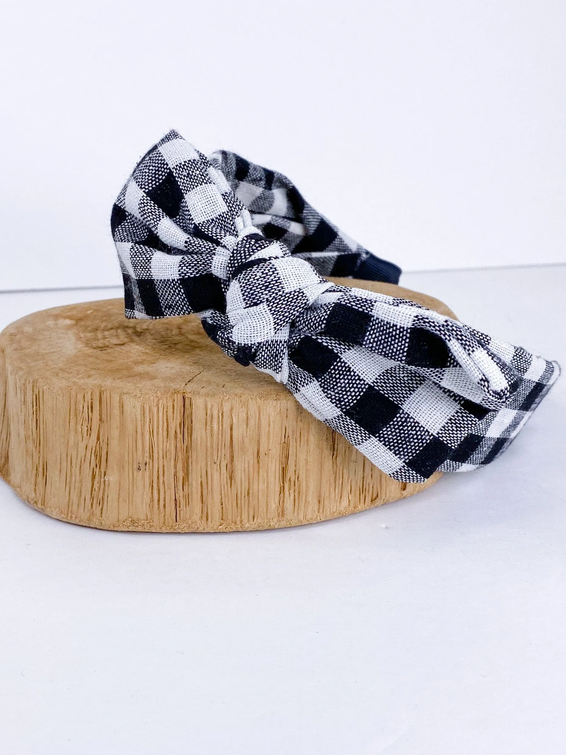 Gingham Check Bow Headband