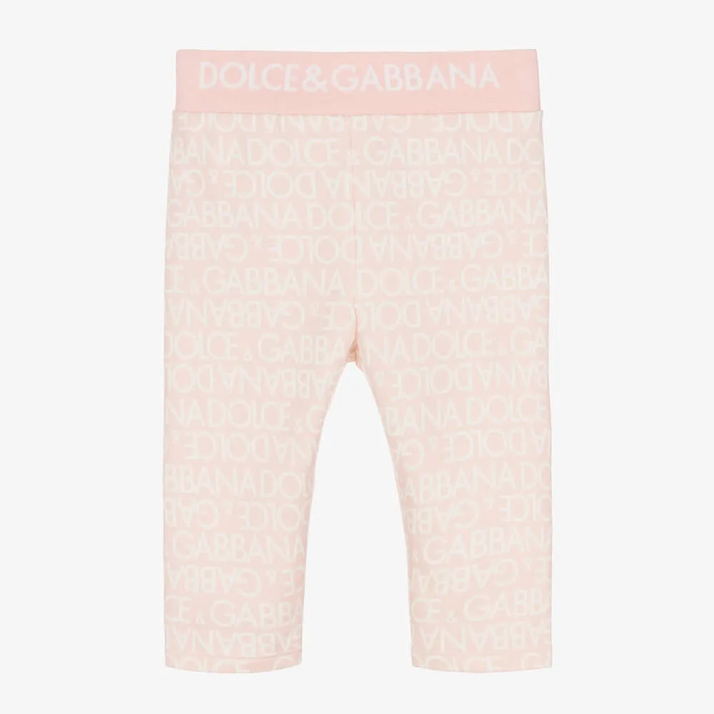 Girls Light Pink Cotton Leggings