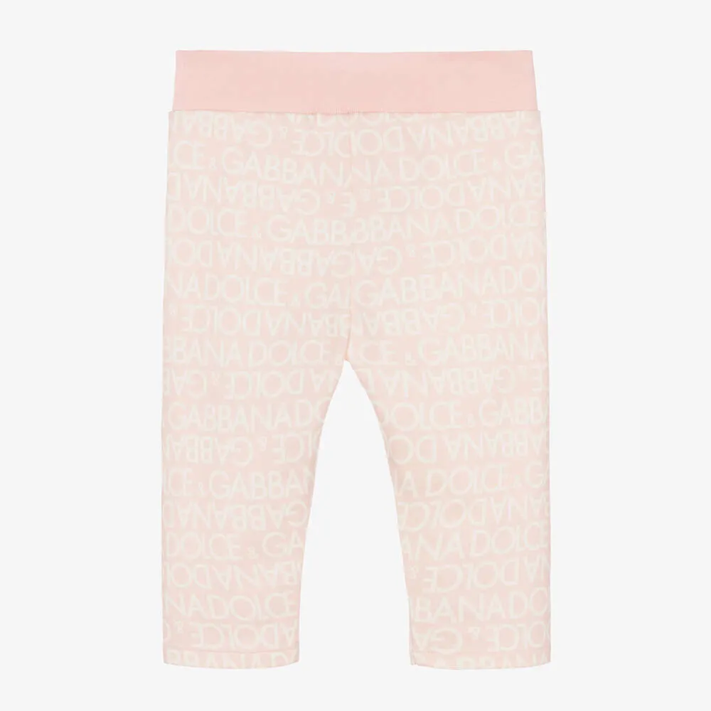 Girls Light Pink Cotton Leggings