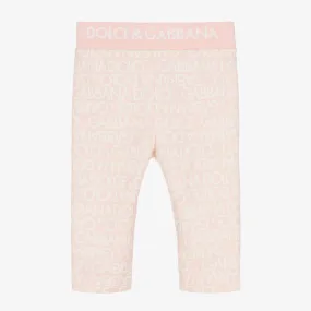 Girls Light Pink Cotton Leggings