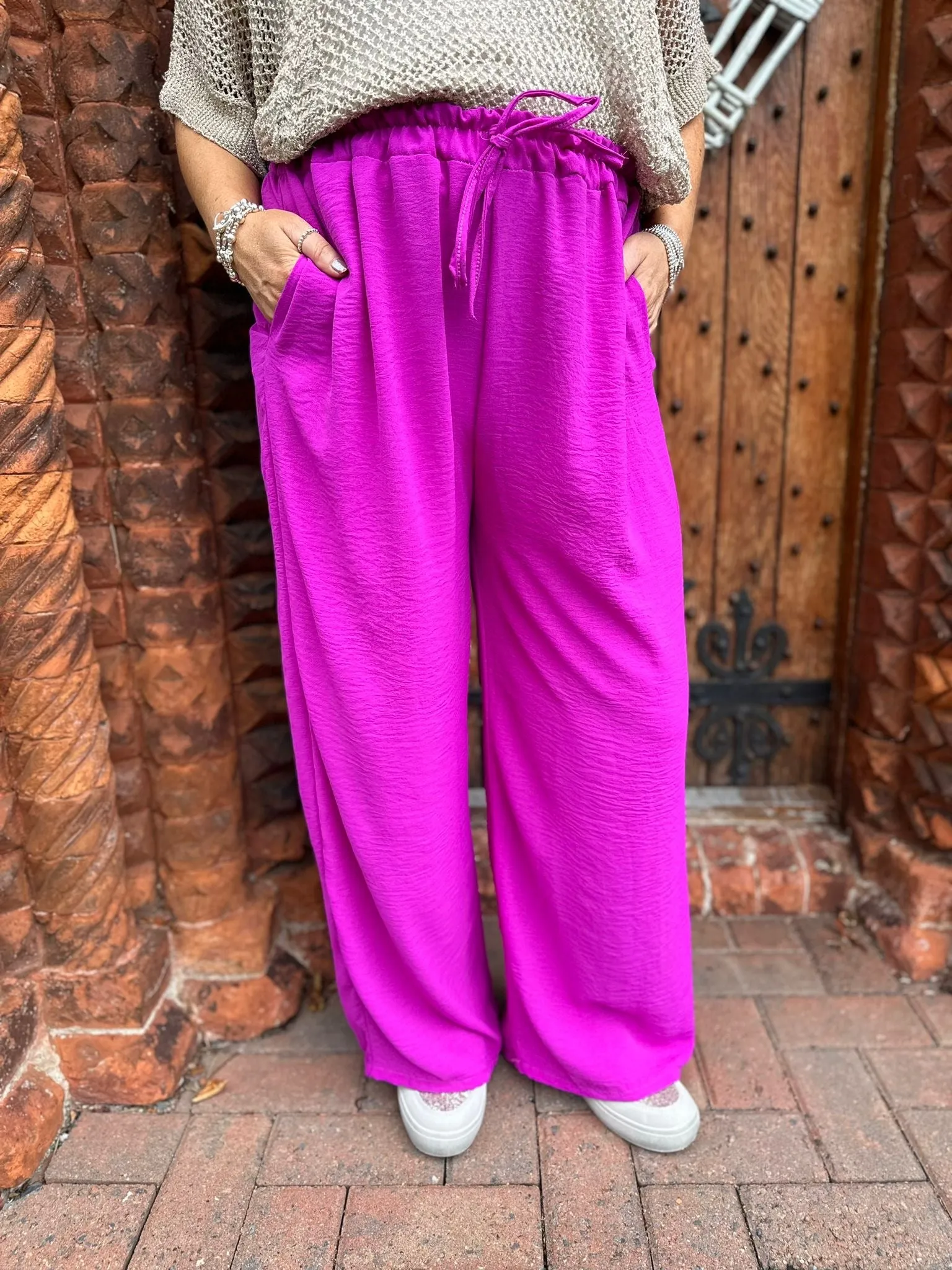 Grape Wide Leg Pocket Trousers Claudia