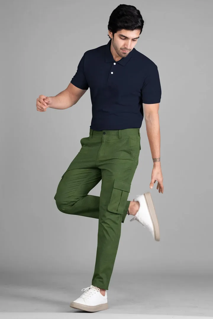 Green Ripstop Textured Cargo Pants