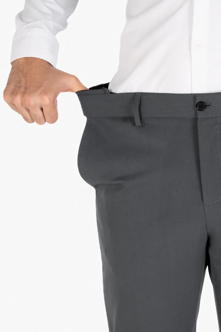 Grey Water Repellant Slim Fit Formal Pants