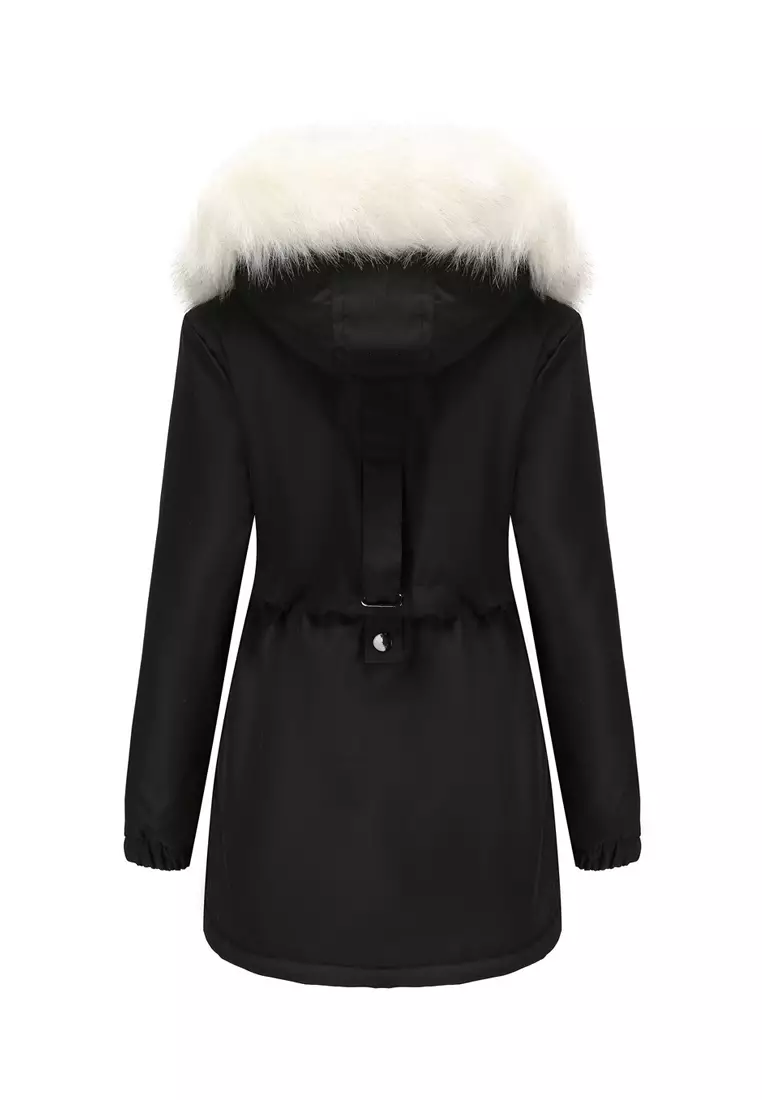 HAPPY FRIDAYS Detachable Faux Fur Collar Hooded Coat AD82031