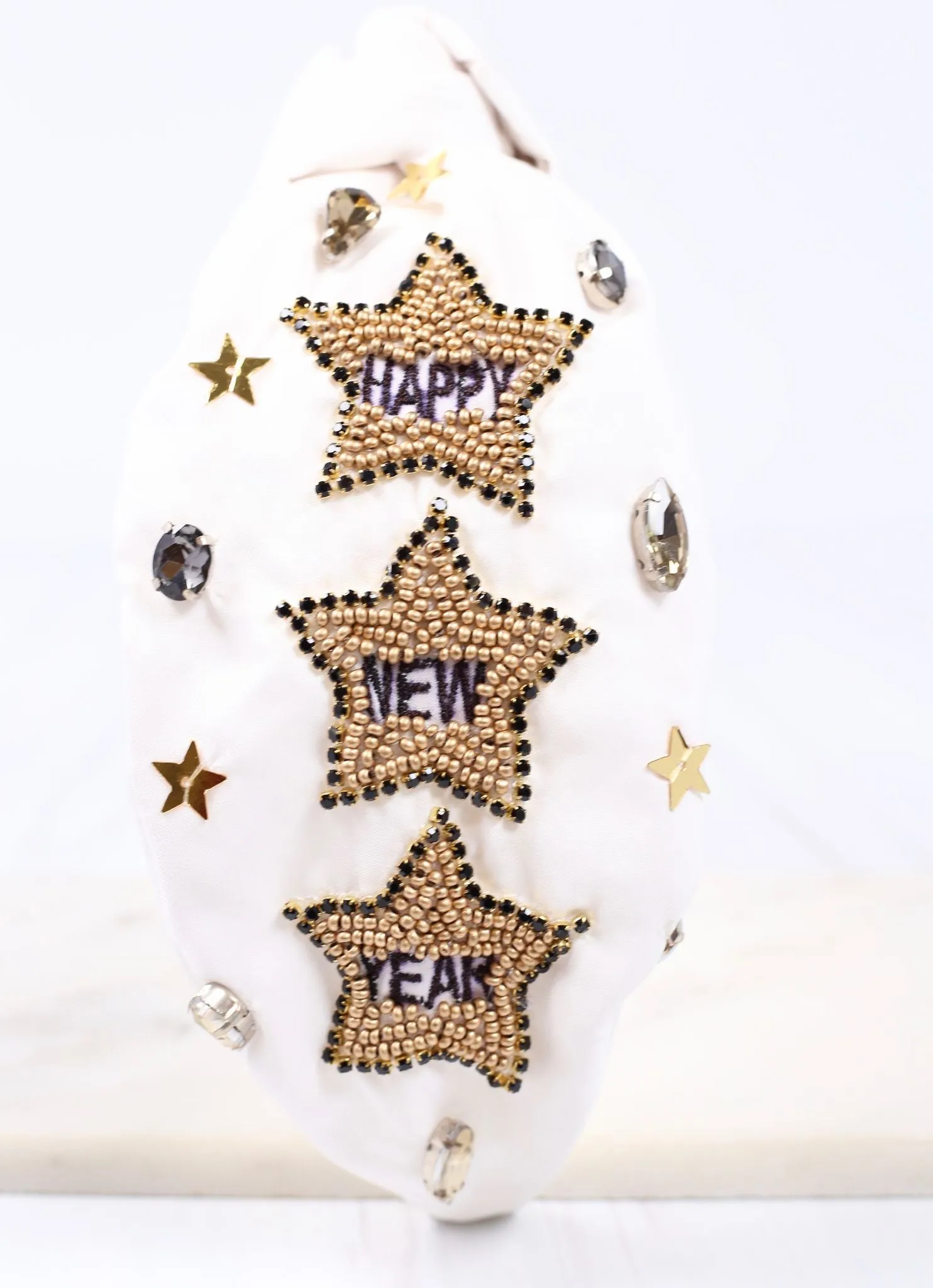 Happy New Year Stars Headband WHITE