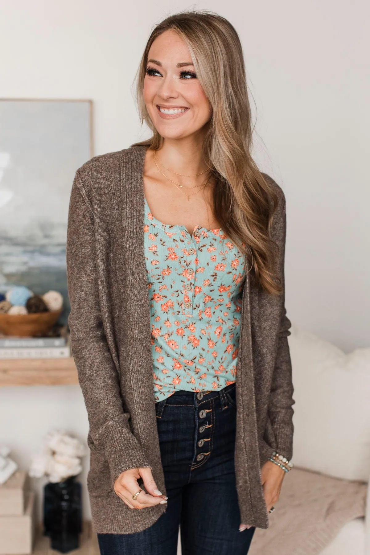 Having A Blast Knit Cardigan- Mocha