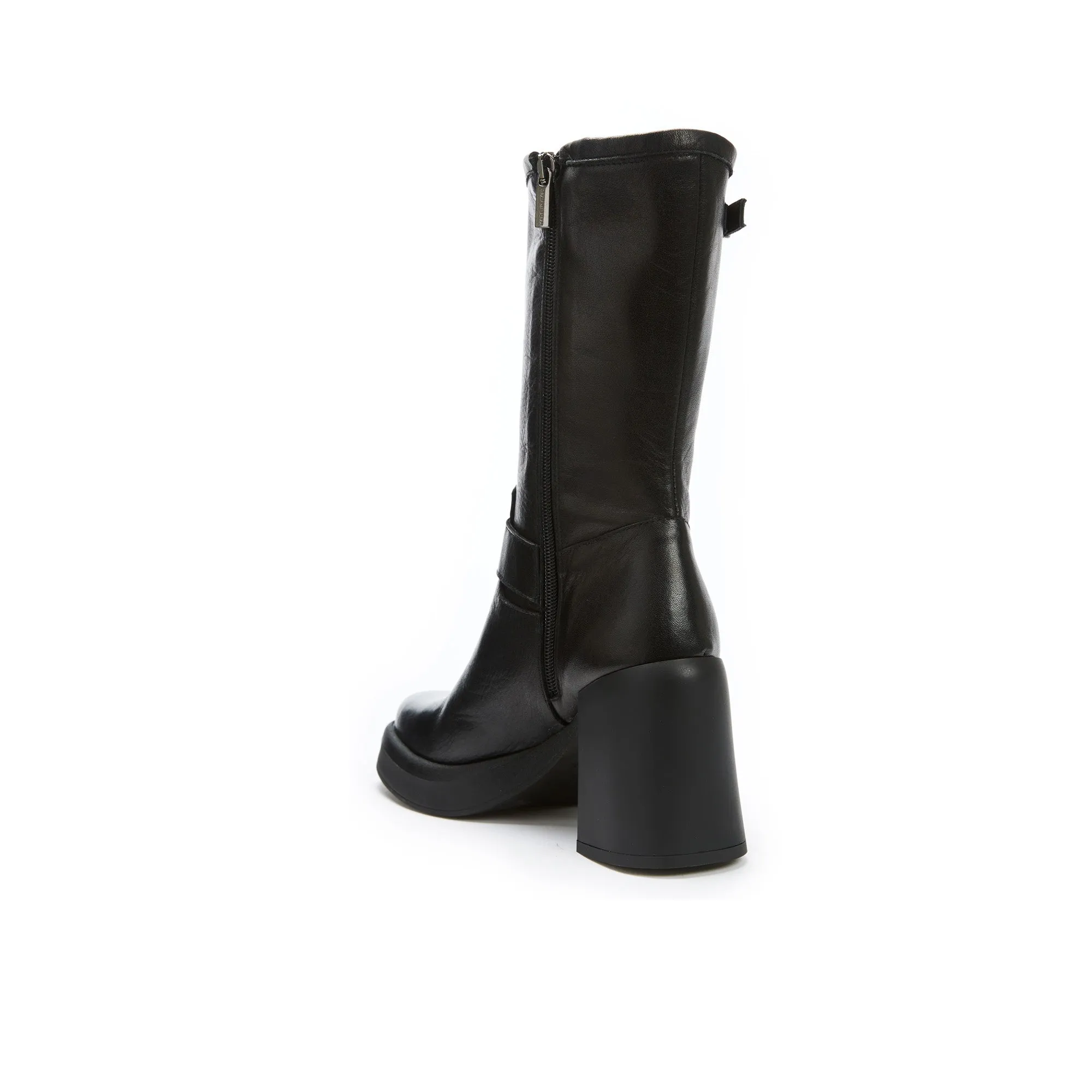 Heeled biker boot black